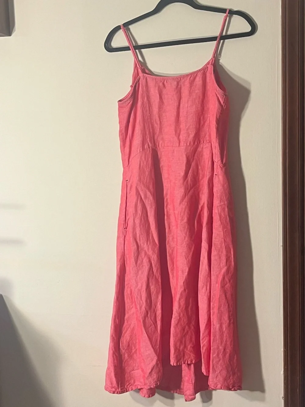 Joules Linen Heathered Red Button-Front Coastal Midi Dress - Picture 4 of 6